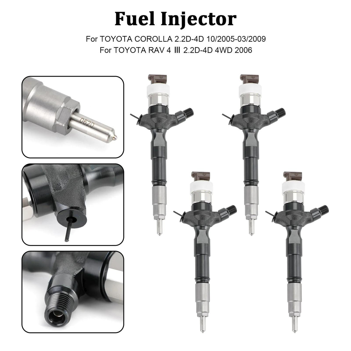 2006 Toyota RAV 4PCS 2.2D-4D 4WD 4PCS Fuel Injectors 23670-0R020 095000-6041 095000-6042 Generic