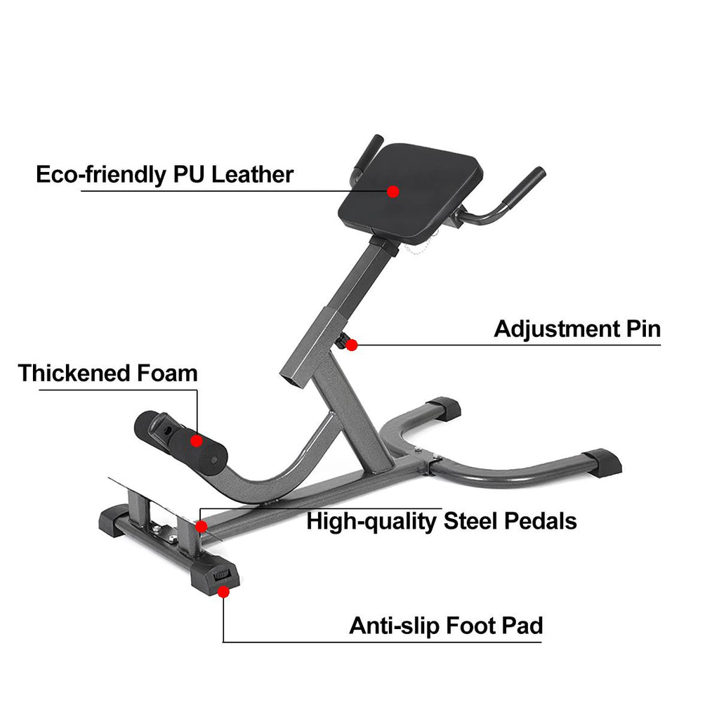 Roman Chair Back Hyperextension Adjustable AB Bench Hyperextension Exercise Strength Training Back Machines, 660 LB Max Weight