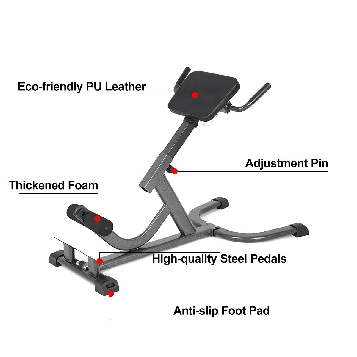 Roman Chair Back Hyperextension Adjustable AB Bench Hyperextension Exercise Strength Training Back Machines, 660 LB Max Weight