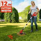 Cordless String Trimmer Compatible with  18V Battery, 12-Inch 3 in 1 Lawn Edger with 8 Spare Spools, Weed Wacker with Auto Feed, Lightweight Electric Weed Eater for Garden, Yard