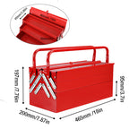Metal Tool Box, 18-inch Cantilever Folding Red StoraBox, 3-Layer 5-Tray Multi-Function Tool Organizer, Red