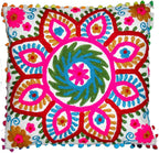 Suzani Pillow Cover, Suzani Cushion Cover, Embroidered, Indian, Sofa, Bench, Pin Cushion , Embroidery Handwork  Cushions 16 X 16