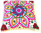 Suzani Pillow Cover, Suzani Cushion Cover, Embroidered, Indian, Sofa, Bench, Pin Cushion , Embroidery Handwork  Cushions 16 X 16