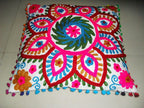 Suzani Pillow Cover, Suzani Cushion Cover, Embroidered, Indian, Sofa, Bench, Pin Cushion , Embroidery Handwork  Cushions 16 X 16