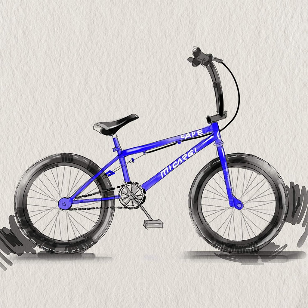 Micargi Maze Cape Sidewalk BMX Bike, 20-inch Wheels, Hi-Ten Steel Frame, Micro Drive 25x9T BMX Gearing
