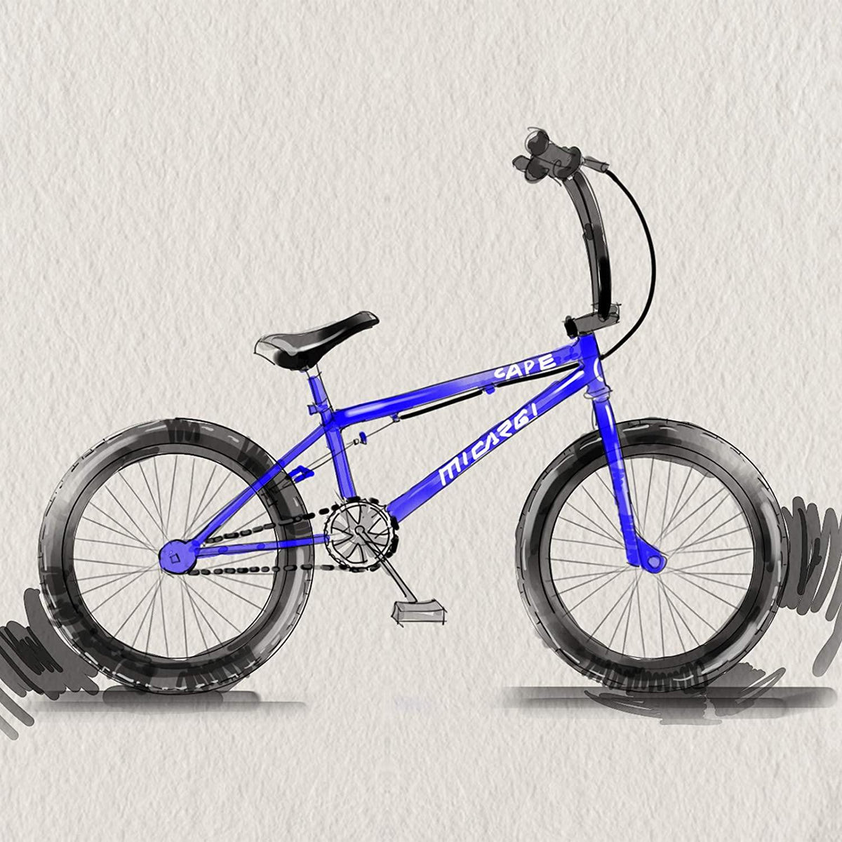 Micargi Maze Cape Sidewalk BMX Bike, 20-inch Wheels, Hi-Ten Steel Frame, Micro Drive 25x9T BMX Gearing