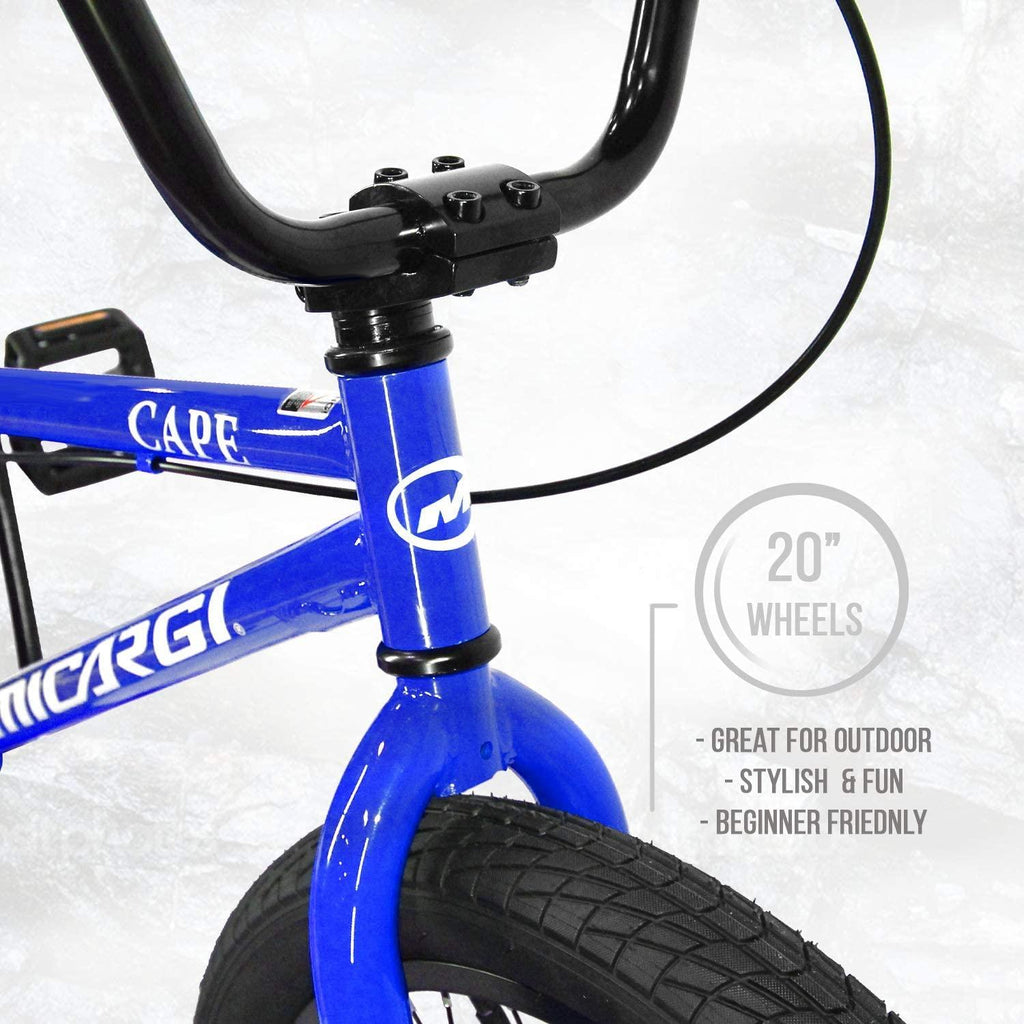 Micargi Maze Cape Sidewalk BMX Bike, 20-inch Wheels, Hi-Ten Steel Frame, Micro Drive 25x9T BMX Gearing