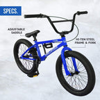 Micargi Maze Cape Sidewalk BMX Bike, 20-inch Wheels, Hi-Ten Steel Frame, Micro Drive 25x9T BMX Gearing