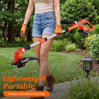 20V Electric Weed Wacker Cordless Edger Lawn Tool 2 X 2.0Ah Battery Powered Weed Eater with Charger, 12 Inch Lightweight String Trimmer, Auto Line Feed Grass Cutter Lawn Mower for Small Yard Orange
