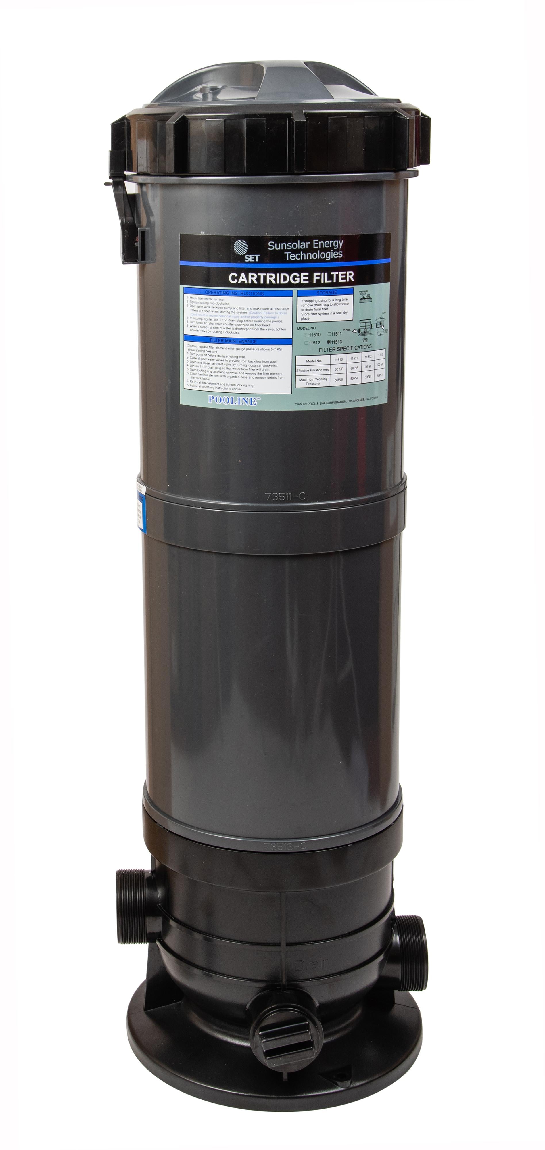 cartridge filter system with pressure gauge for swimming pools 120sf