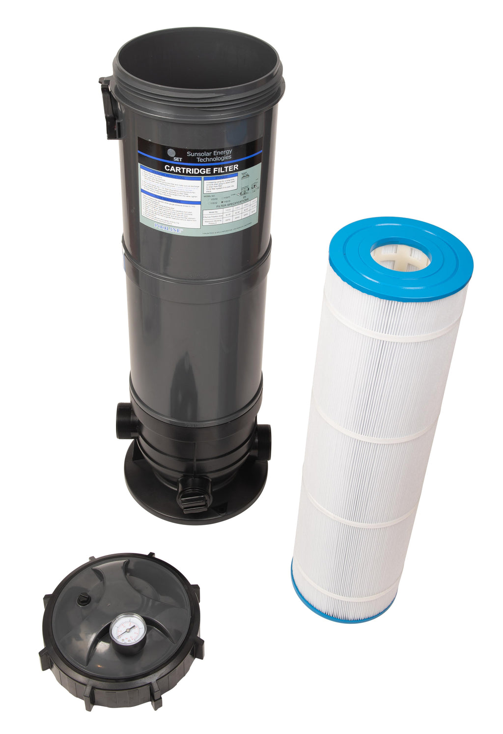 cartridge filter system with pressure gauge for swimming pools 120sf