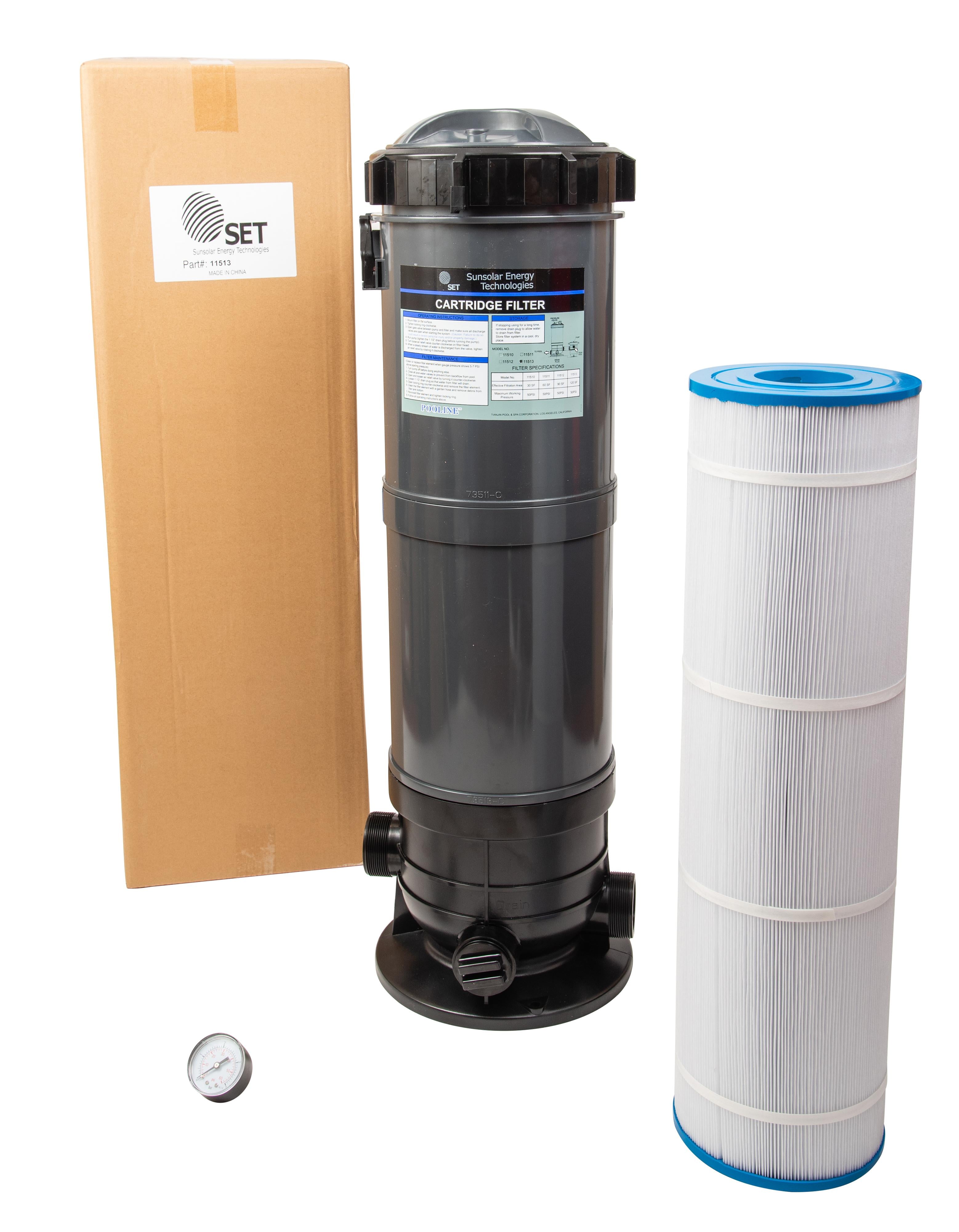 cartridge filter system with pressure gauge for swimming pools 120sf