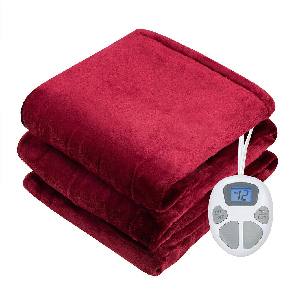 62" x 84" Flannel Heated Blanket Electric Throw w/10 Heating Levels