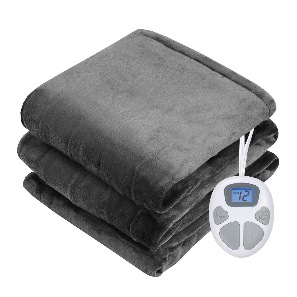 62" x 84" Flannel Heated Blanket Electric Throw w/10 Heating Levels