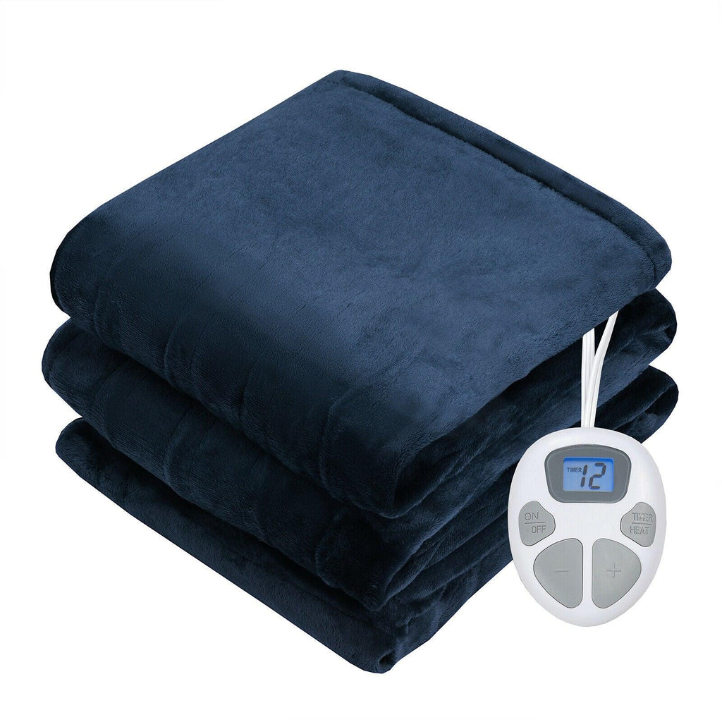 62" x 84" Flannel Heated Blanket Electric Throw w/10 Heating Levels
