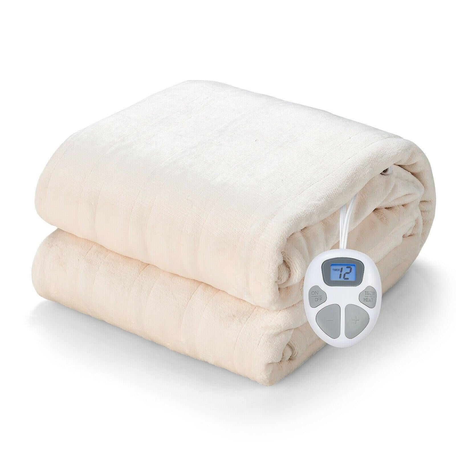 62" x 84" Flannel Heated Blanket Electric Throw w/10 Heating Levels