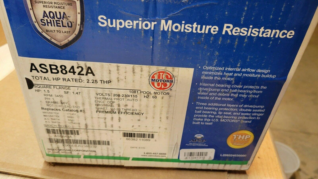 us motors pentair replacement almound square flange pool spa pump motor 1.5 hp