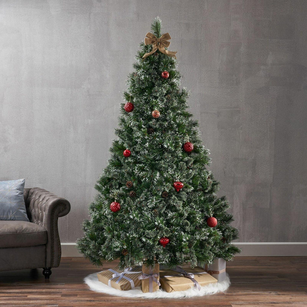 7-foot Cashmere Pine Pre-Lit Artificial Christmas Tree with Snowy Branches and P
