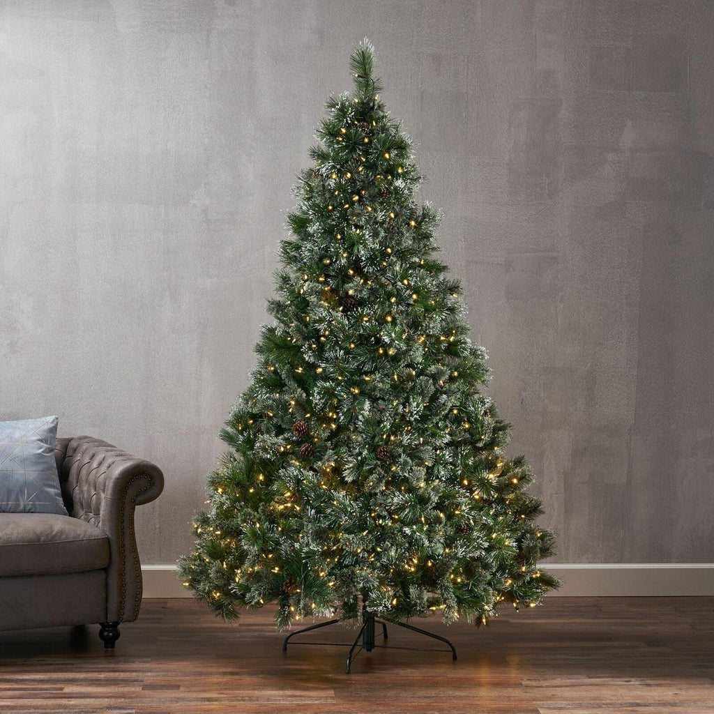 7-foot Cashmere Pine Pre-Lit Artificial Christmas Tree with Snowy Branches and P