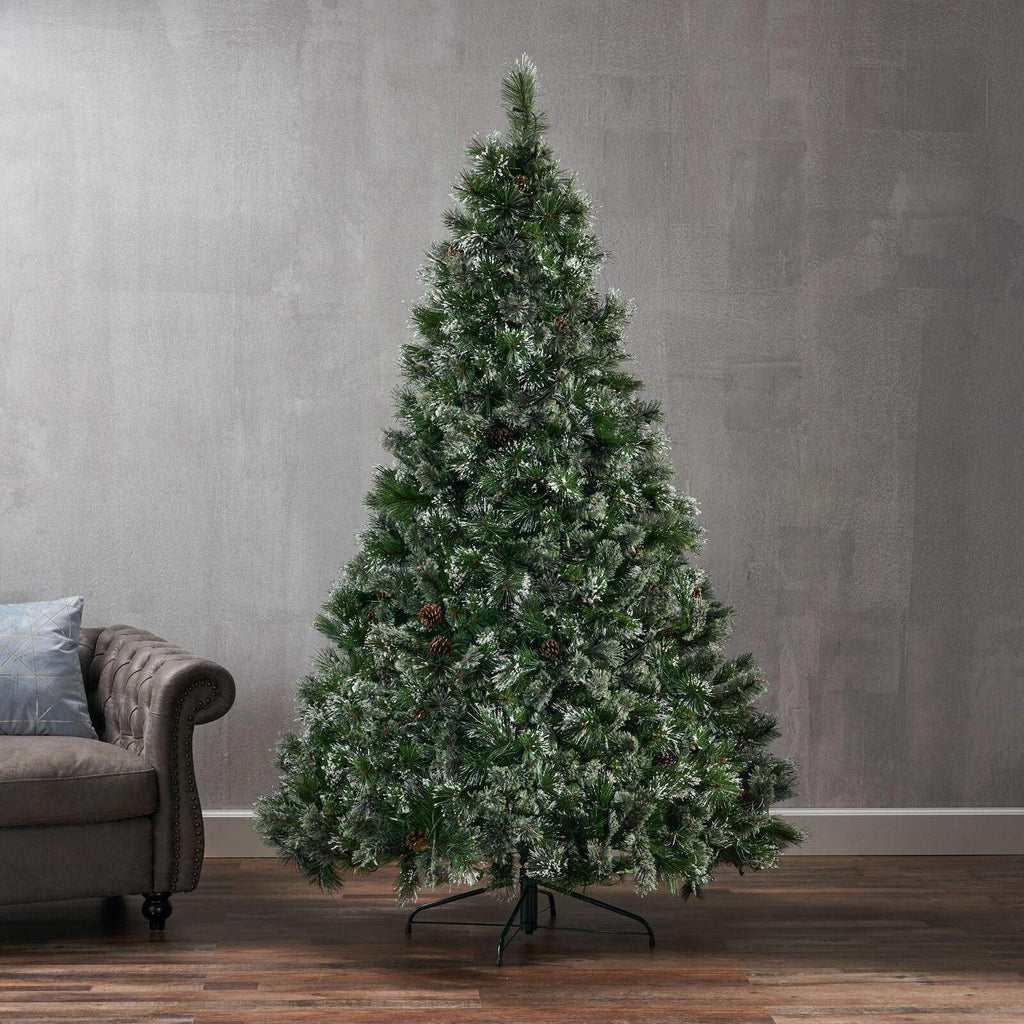 7-foot Cashmere Pine Pre-Lit Artificial Christmas Tree with Snowy Branches and P