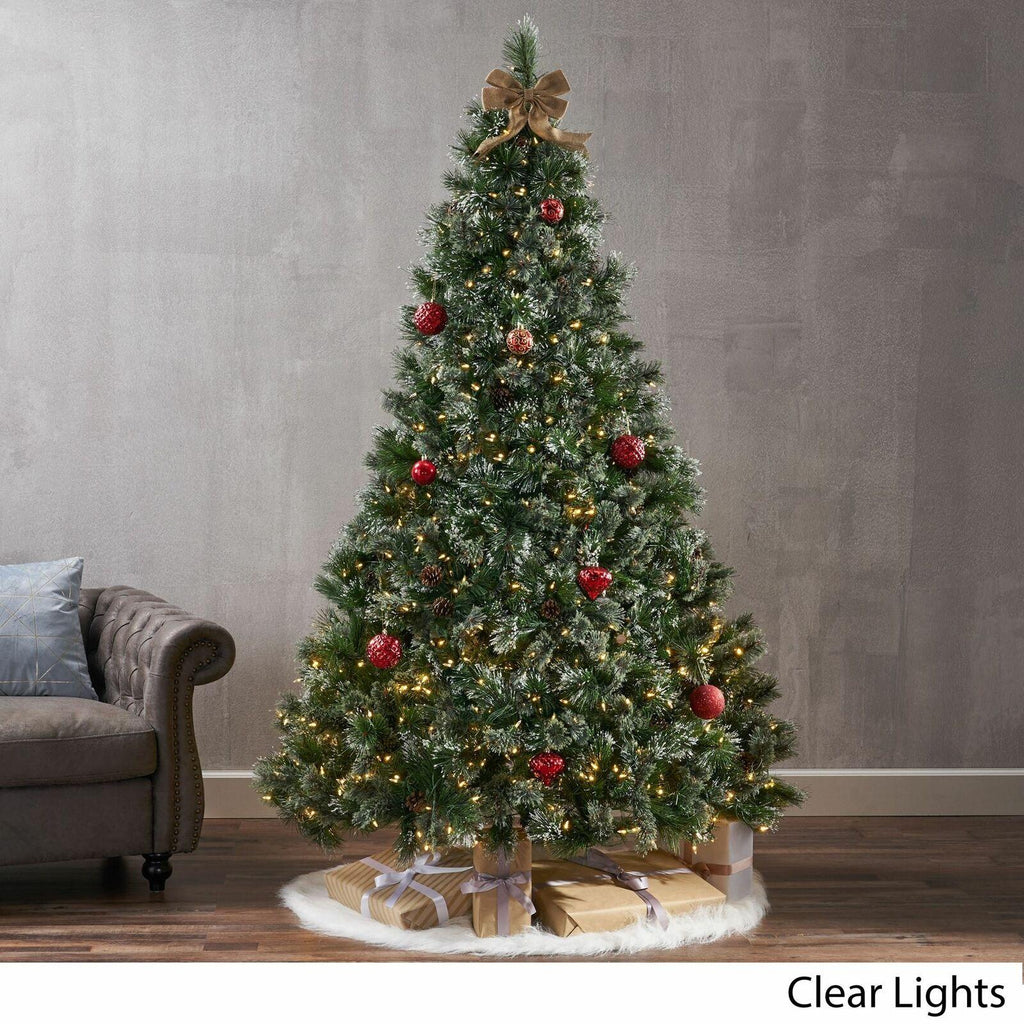 7-foot Cashmere Pine Pre-Lit Artificial Christmas Tree with Snowy Branches and P