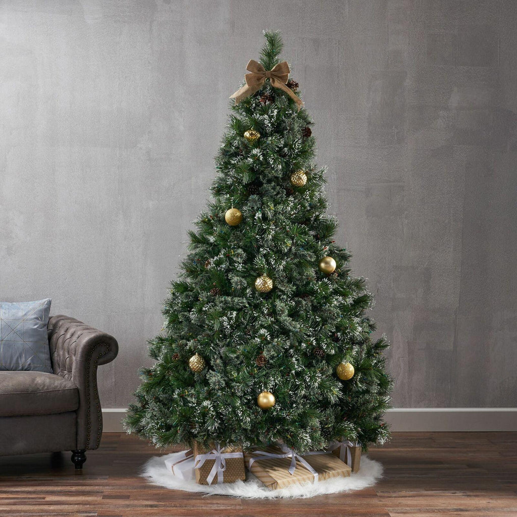 7-foot Cashmere Pine Pre-Lit Artificial Christmas Tree with Snowy Branches and P