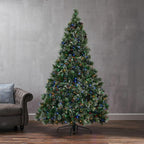7-foot Cashmere Pine Pre-Lit Artificial Christmas Tree with Snowy Branches and P