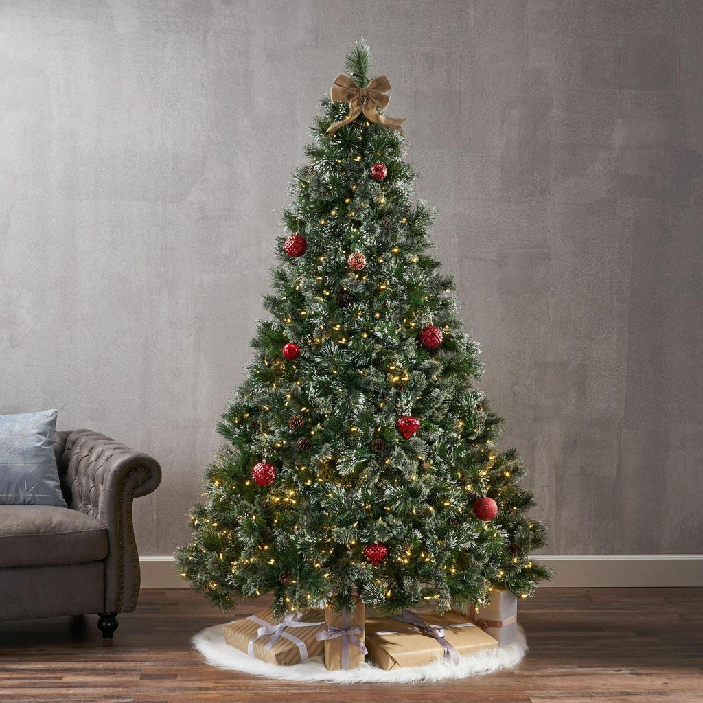 7-foot Cashmere Pine Pre-Lit Artificial Christmas Tree with Snowy Branches and P
