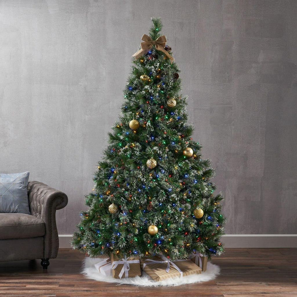7-foot Cashmere Pine Pre-Lit Artificial Christmas Tree with Snowy Branches and P