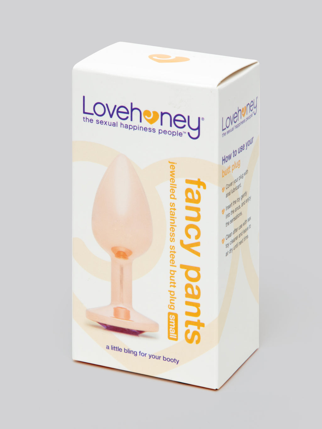 Lovehoney Luxury Crystal Stainless Steel Rose Gold Butt Plug 2.5 Inch, Gold | Gold