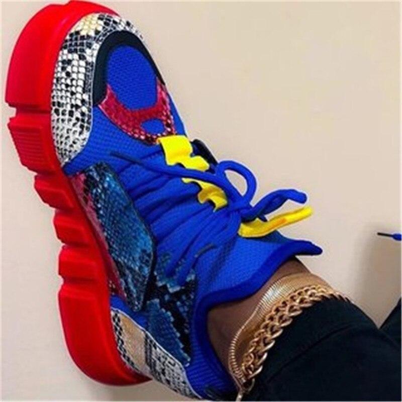 Mix Color Platform Snake Women Casual Outdoor Sport Sneakers