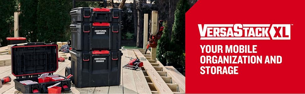 VERSASTACK XL Tool Box, Waterproof Indoor/Outdoor, Stackable Tool Storage, Lockable, 21 Inch (CMST21430)