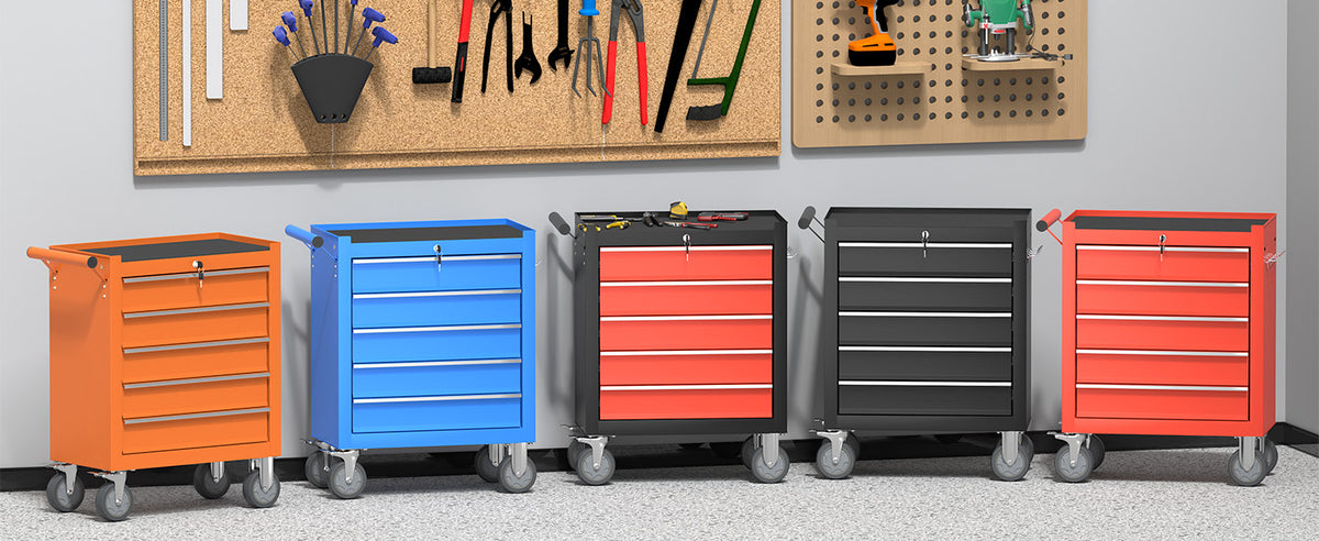 5 Drawers Rolling Tool Chest with Wheels, Portable Rolling Tool Boxes with Wheels, Tool Box StoraCabinet with LocSystem for Gara(Black, 5 Drawers)