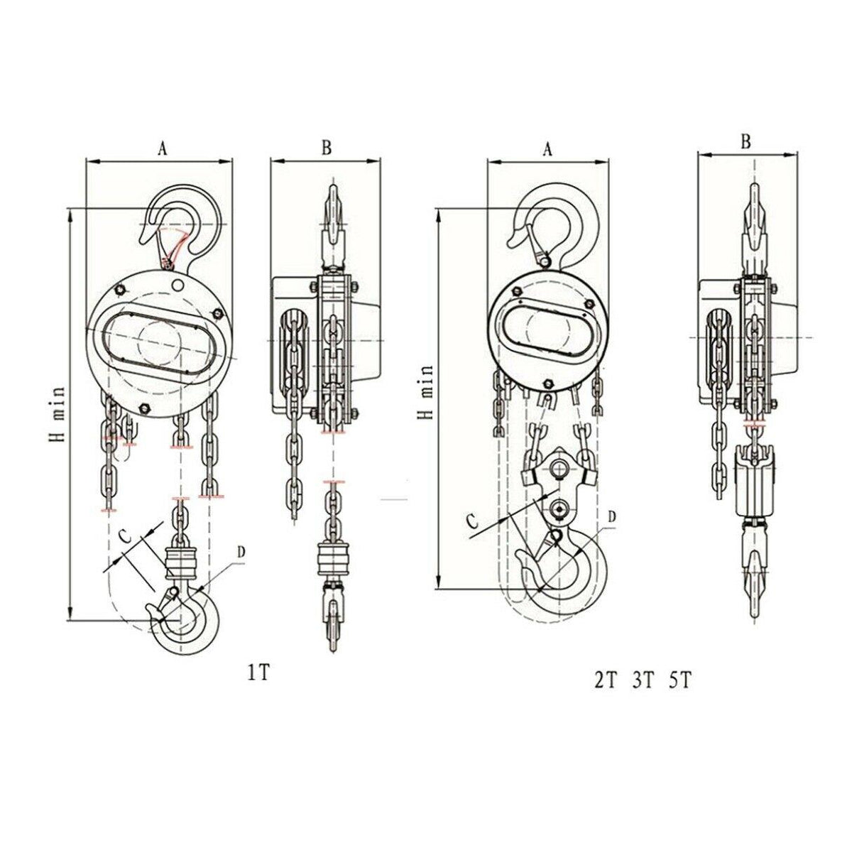 Hoist 3 Ton Hand Operated Manual Chain Pulley Puller Block T030 S2u