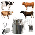 cjwdz milking machine for goats cows, pulsation vacuum pump milker, milking supplies w/stainless steel bucket, portable suction machine for jerseys, nigerian dwarfs, nubian mix (cow, 14l)