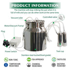 cjwdz milking machine for goats cows, pulsation vacuum pump milker, milking supplies w/stainless steel bucket, portable suction machine for jerseys, nigerian dwarfs, nubian mix (cow, 14l)