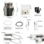 cjwdz milking machine for goats cows, pulsation vacuum pump milker, milking supplies w/stainless steel bucket, portable suction machine for jerseys, nigerian dwarfs, nubian mix (cow, 14l)