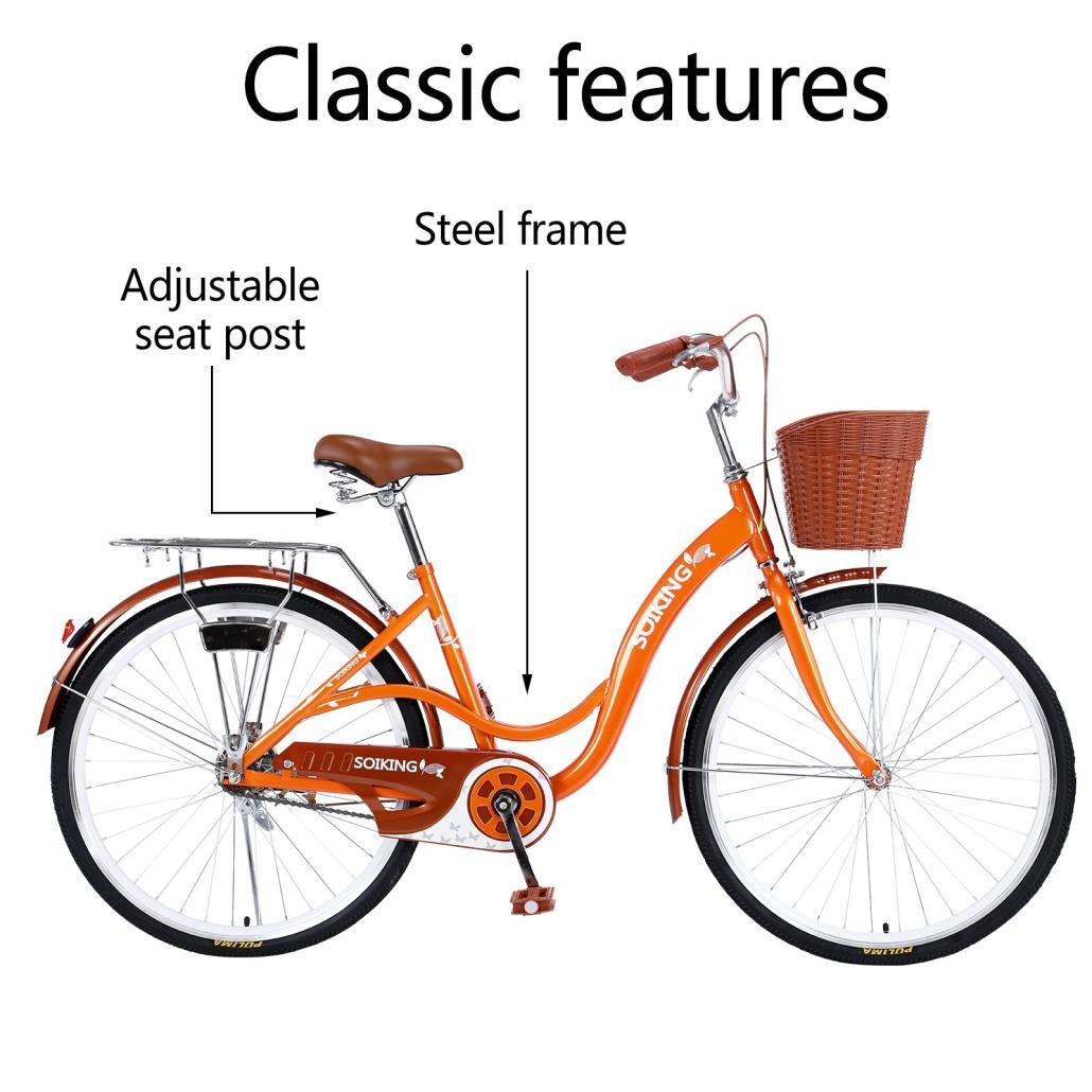 Sunvit 26-inch Women Bike,Cruiser Bicycle,Orange