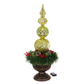Evergreen 36"H Gold Finial Shatterproof Battery Operated Twinkling White LED Ornament with Wreath in Urn, 14''x 14'' x 36'' inches