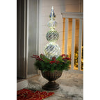 Evergreen 36"H Gold Finial Shatterproof Battery Operated Twinkling White LED Ornament with Wreath in Urn, 14''x 14'' x 36'' inches