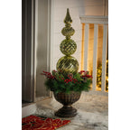 Evergreen 36"H Gold Finial Shatterproof Battery Operated Twinkling White LED Ornament with Wreath in Urn, 14''x 14'' x 36'' inches