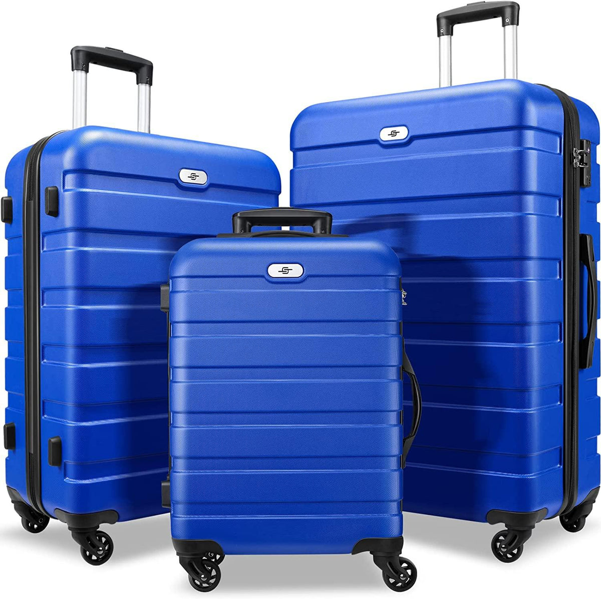 Luggage Sets, Hardside Lightweight Suitcase Set, Carry on and Checked Luggage with Spinner Wheels TSA Lock Anti-Scuff,Suitable for Travel/Business Travel/School(3-Piece Set(20/24/28), Navy Blue)
