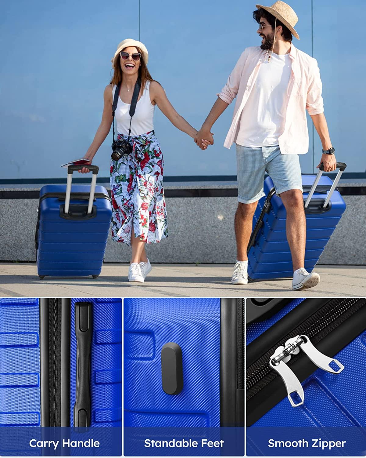 Luggage Sets, Hardside Lightweight Suitcase Set, Carry on and Checked Luggage with Spinner Wheels TSA Lock Anti-Scuff,Suitable for Travel/Business Travel/School(3-Piece Set(20/24/28), Navy Blue)