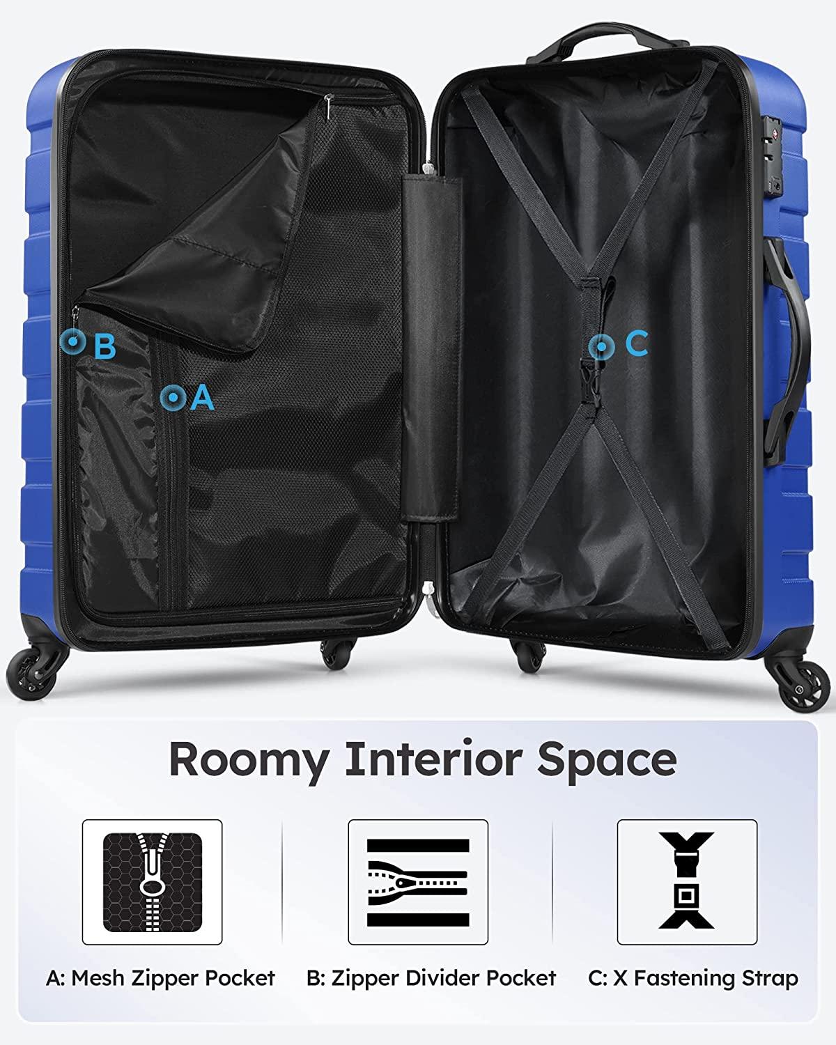 Luggage Sets, Hardside Lightweight Suitcase Set, Carry on and Checked Luggage with Spinner Wheels TSA Lock Anti-Scuff,Suitable for Travel/Business Travel/School(3-Piece Set(20/24/28), Navy Blue)