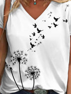 Women's Casual Dandelion Print Short Sleeve T-Shirt