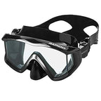 Phantom Aquatics Rapido Boutique Collection Clareza Three Window Tempered Glass Lens Mask Fin Snorkel Set with Snorkeling Gear Carry Bag, ABK - S