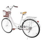 26 Inch Classic Bicycle Retro Bicycle Beach Cruiser Bicycle Retro Bicycle,Cruiser Bikes,White