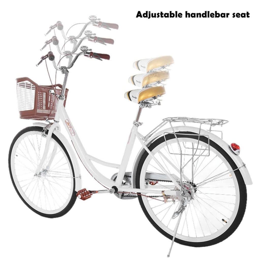 26 Inch Classic Bicycle Retro Bicycle Beach Cruiser Bicycle Retro Bicycle,Cruiser Bikes,White