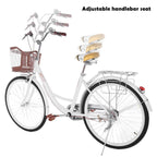 26 Inch Classic Bicycle Retro Bicycle Beach Cruiser Bicycle Retro Bicycle,Cruiser Bikes,White