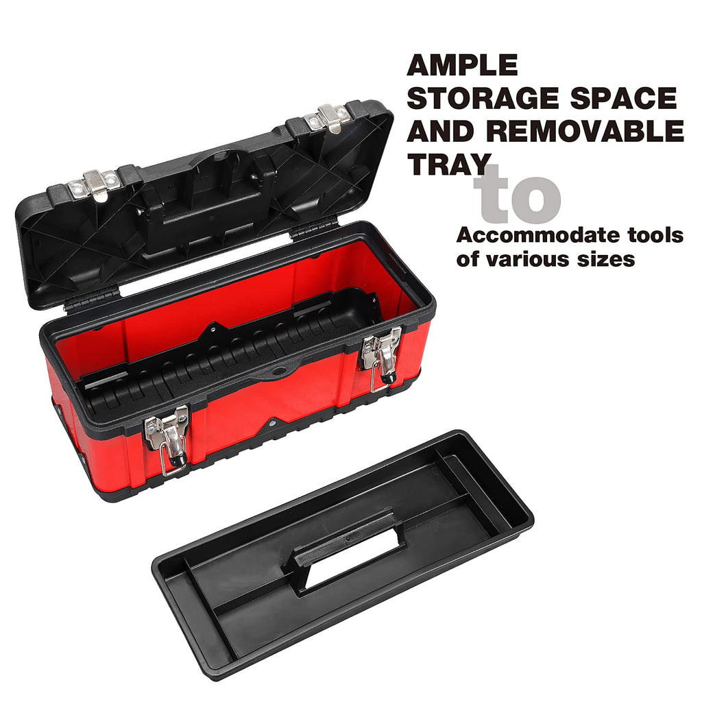 Tool Box 15.5 Inch Small Portable Tool Organizer Box with -in Short Non-slip Handle Car Box with Removable tray
